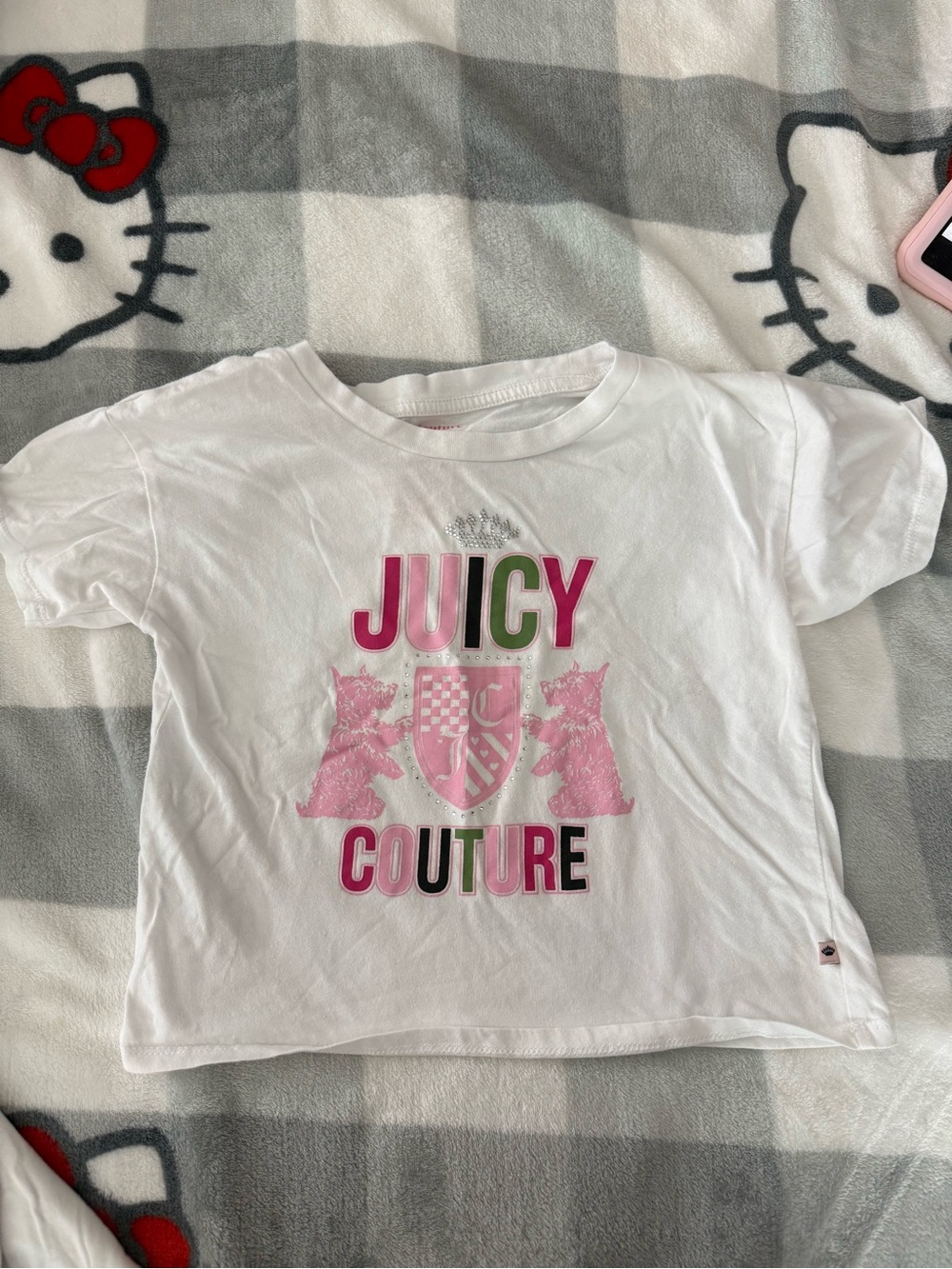 Juicy Couture Girls' White Logo Tee with Pink Accents